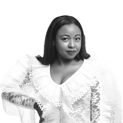 Black and white portrait of Carina Glover